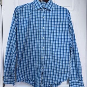 Peter Millar Blue Plaid Casual Shirt